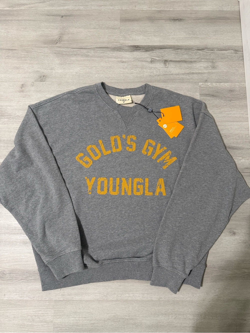 YoungLA Gray Crewneck Sweatshirt with Gold Logo